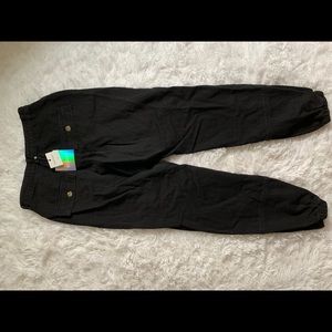 Missguided Black denim joggers high rise ripped.